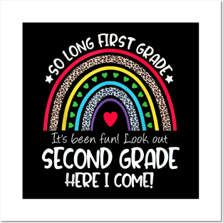 Hello 2nd Grade Teacher Student Back To School Rainbow Posters and Art